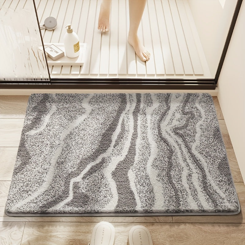 Modern Zebra Badmatta | Mjuk Plysch | Absorberande Halkfri Polyester | Brick by Brick Carvallo