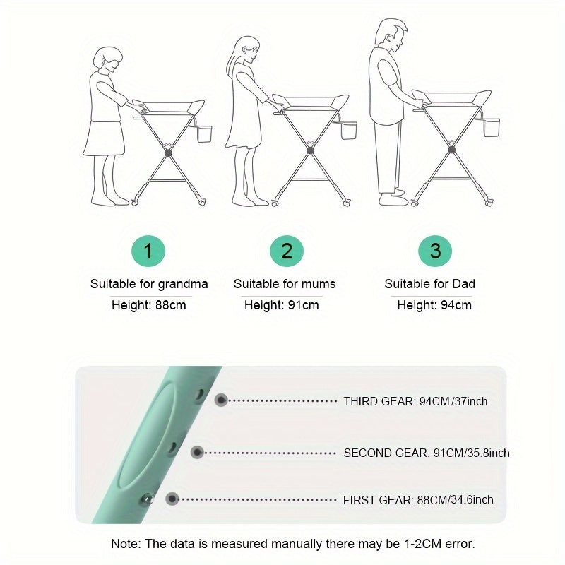 Justerbart och bärbart skötbord för spädbarn – Perfekt för organisation och komfort Carvallo