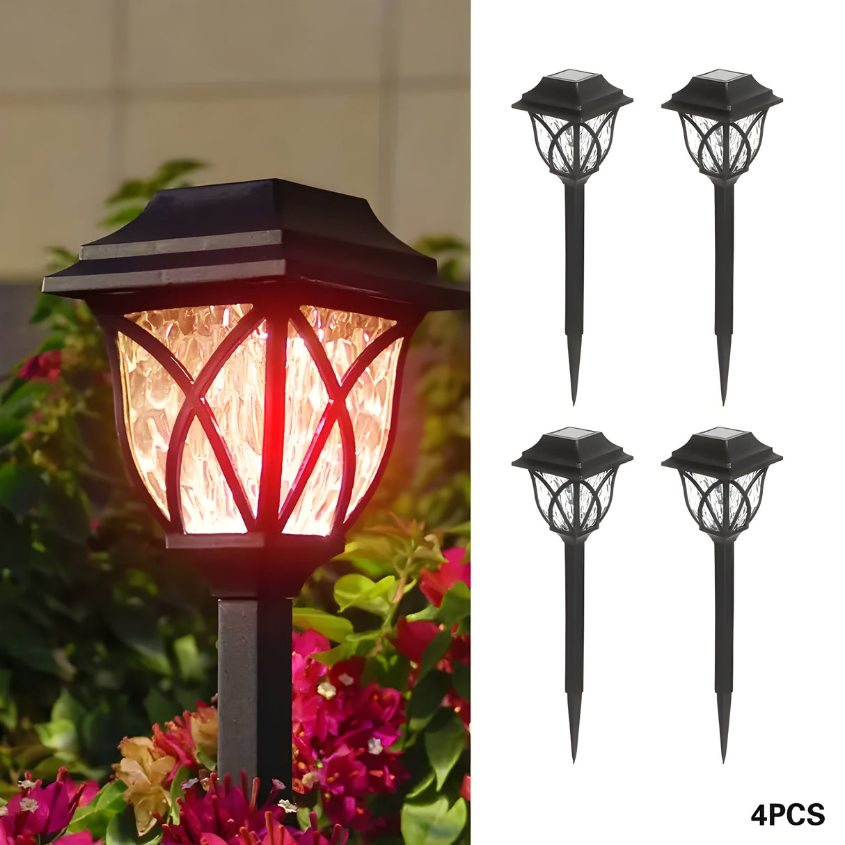 HexaGlow Ljus – 4-pack Retro Fyrkantiga Trädgårdssolarlampor Carvallo