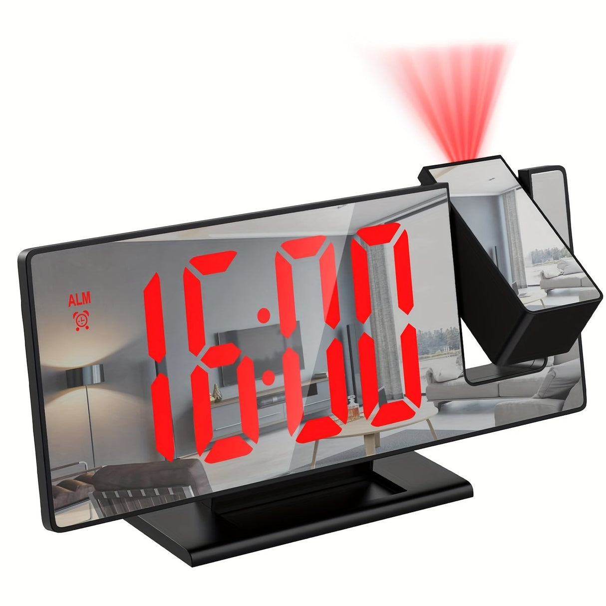 LED-projektionsväckarklocka med 180° justerbar projektion – Klar display och snooze-funktion för sovrum eller kontor Carvallo