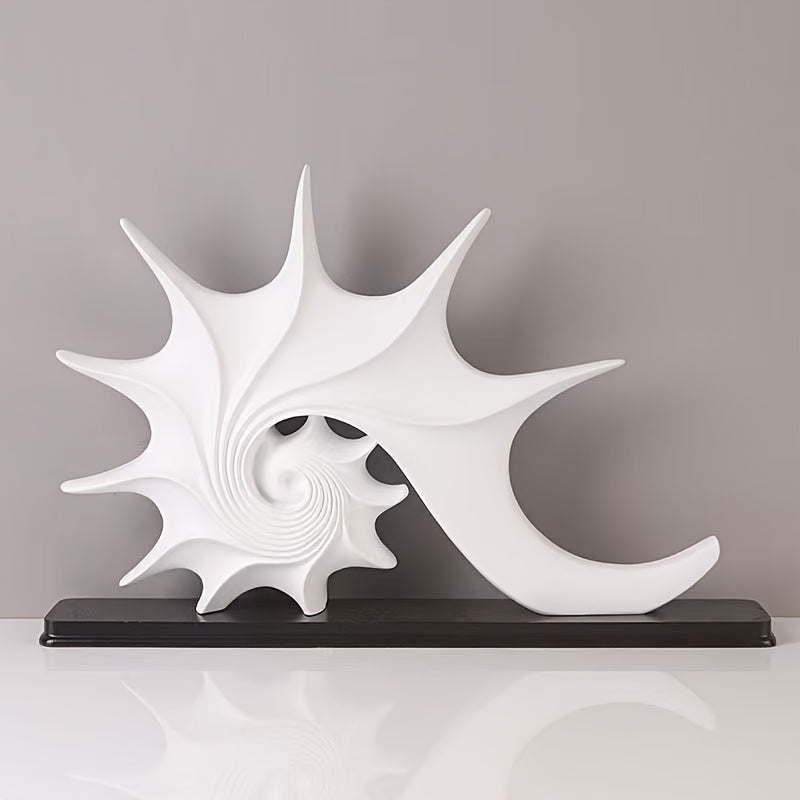 Elegant blå & guld snäckskulptur - Lyxig harts kustfantasi heminredningsdekor MILA Sverige