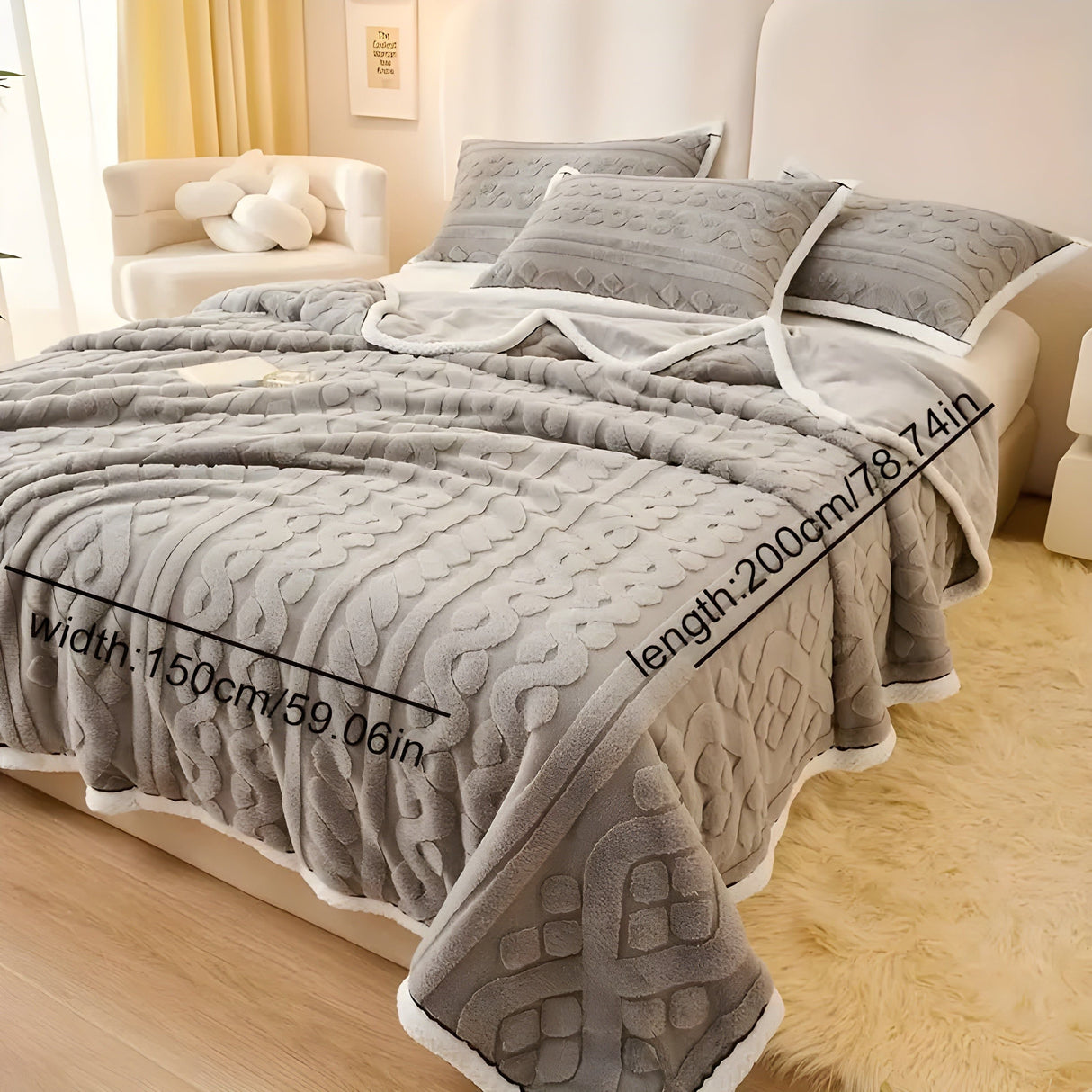 FluffDream sängkläder set - fluffig filt plysch sängkläder set Carvallo