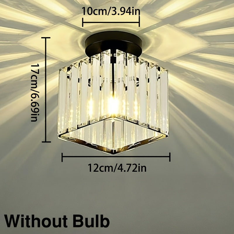 CrystalLuxe - Modern E27 LED Taklampa, Svart Guld med Kristallglas Carvallo