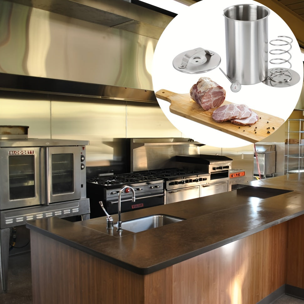 MeatMaster rostfritt stål köttpress – För kött i deli-kvalitet, Med integrerad termometer Carvallo