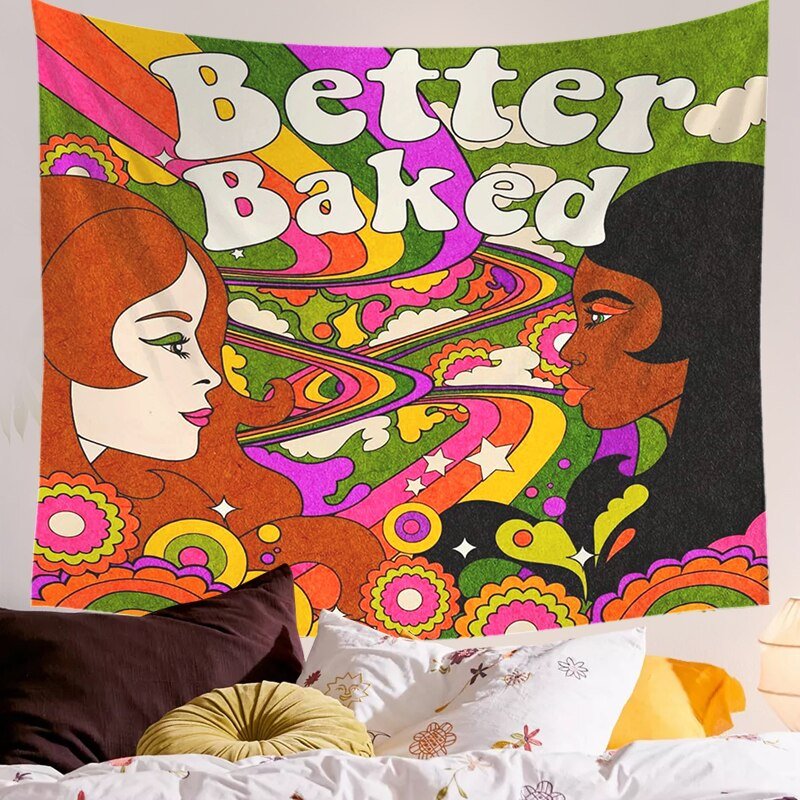 80's Retro Hippie Stil Vägghängande Tapestry 100% Polyester Carvallo