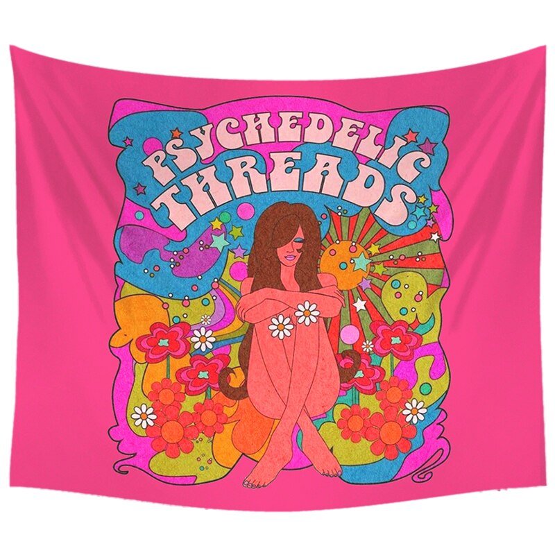 80's Retro Hippie Stil Vägghängande Tapestry 100% Polyester Carvallo