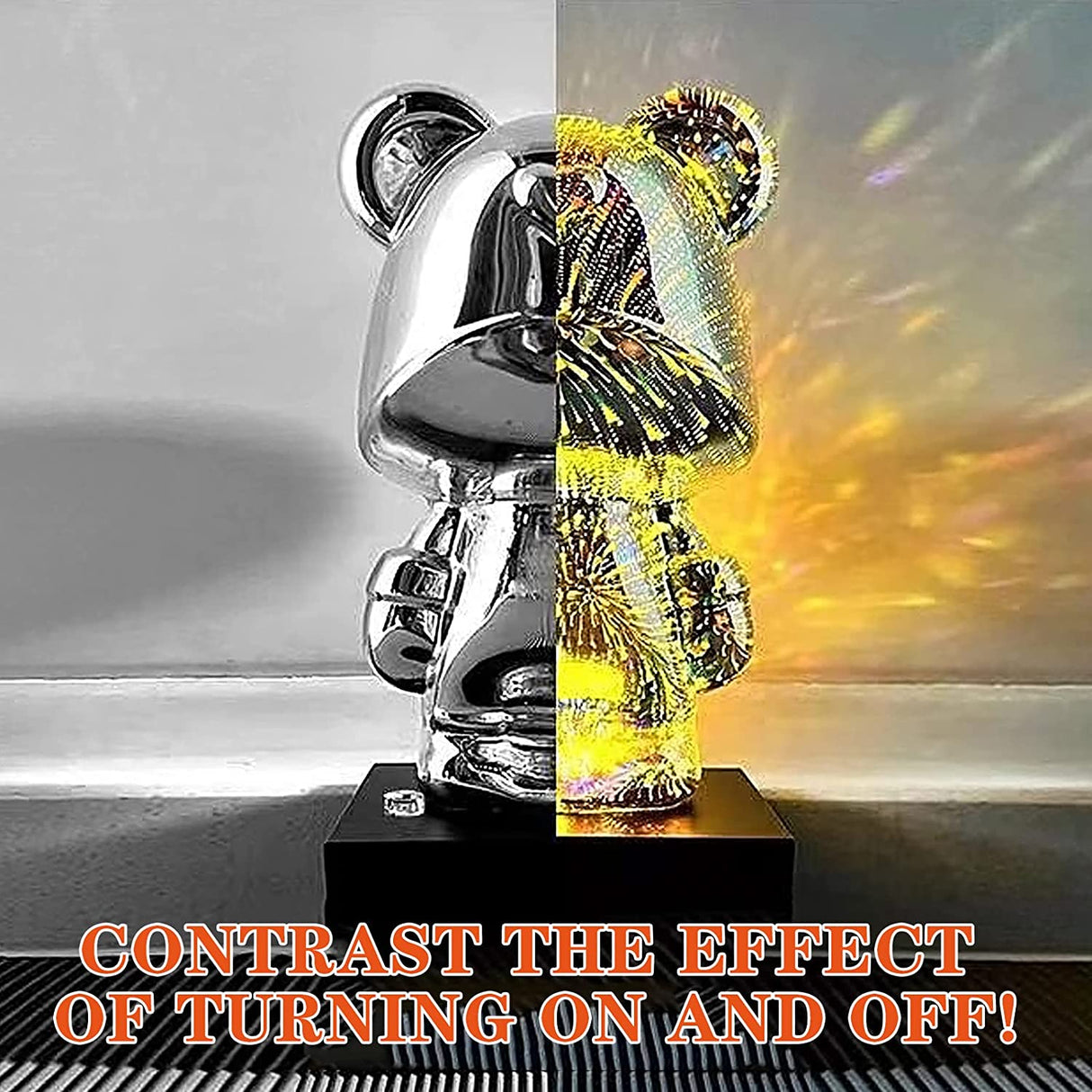 Nattlampa Barn Nallebjörn 3D Fyrverkerieffekt Mjuk Plast LED-Belysning-Bellasverige-Hemnix