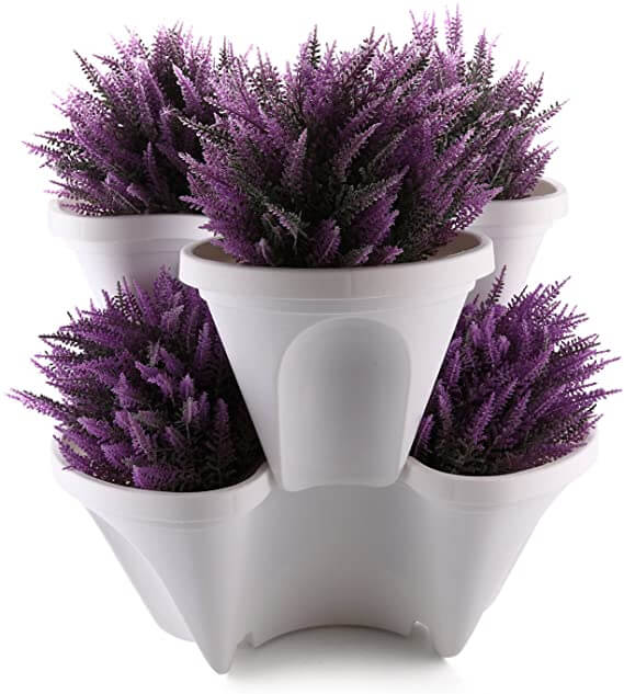 Platsbesparande stapelbara växtkrukor – Vertikalt växtsystem med hjul Carvallo