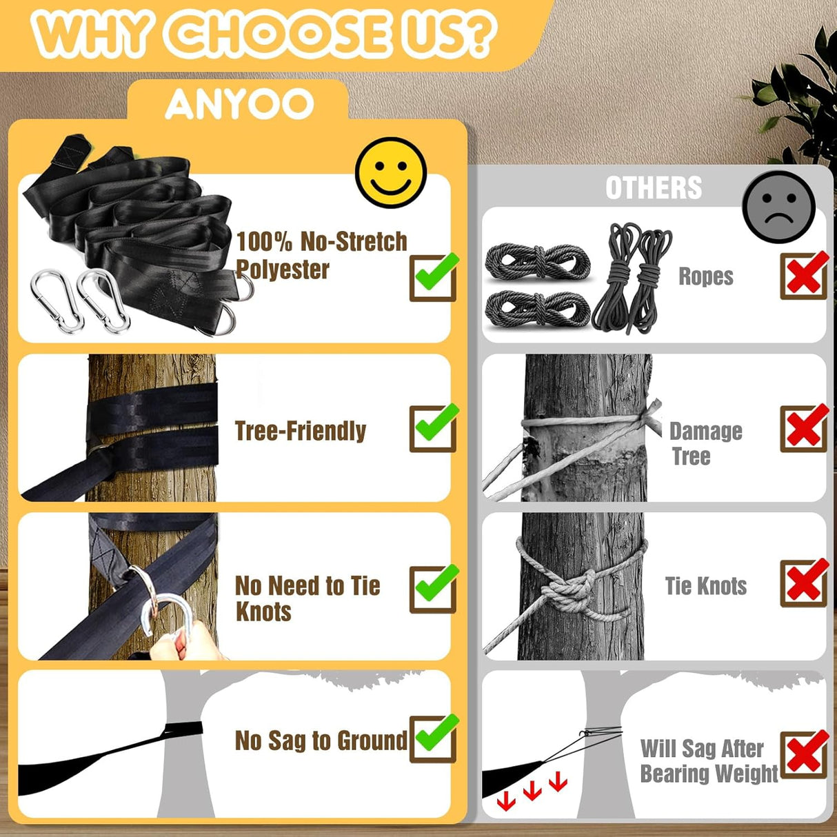 Resehängmatta – slitstark bomullscanvas för trädgårds- och campingnöje MILA Sverige