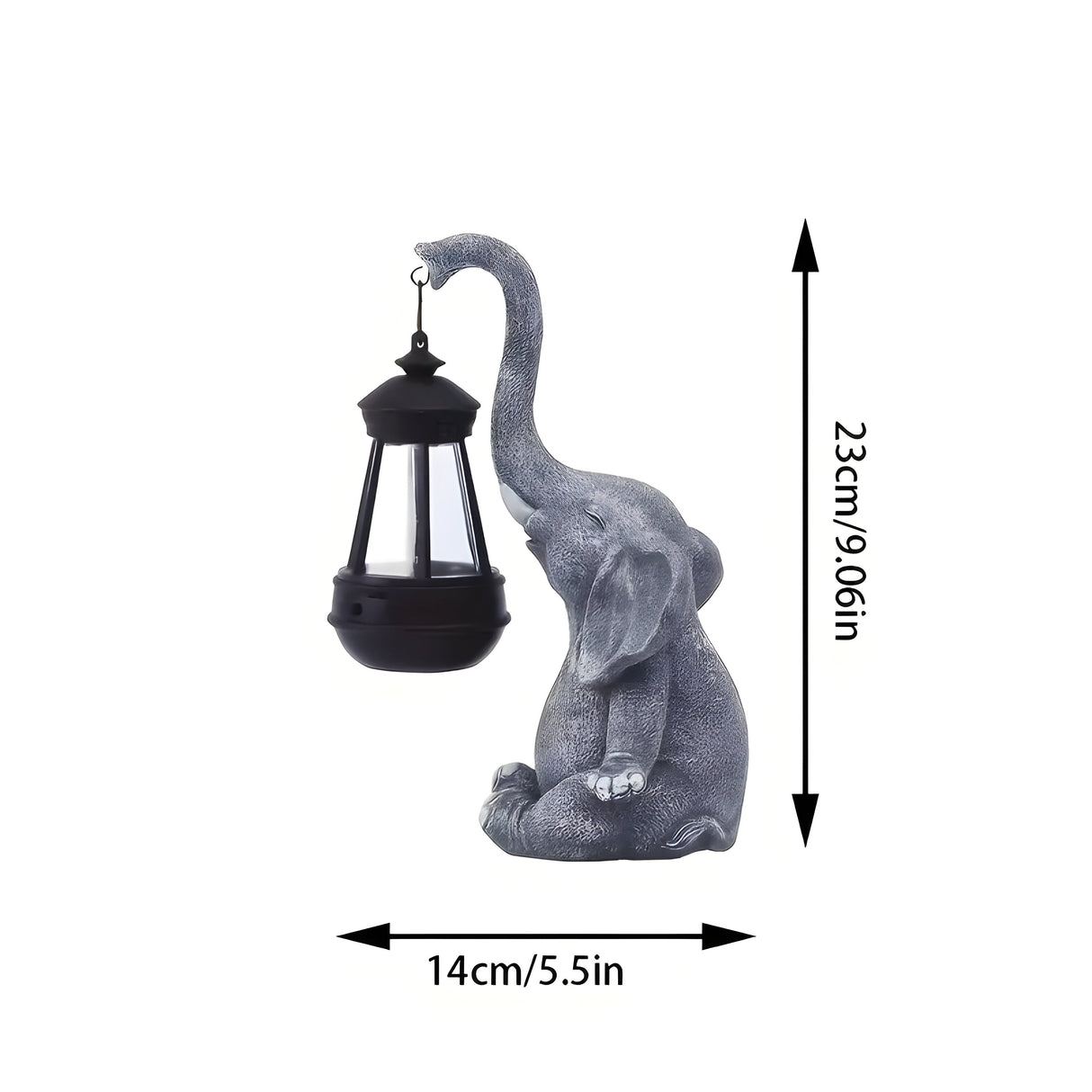 SunTrunk Light – Solcellsdriven elefantstaty med ljus Carvallo