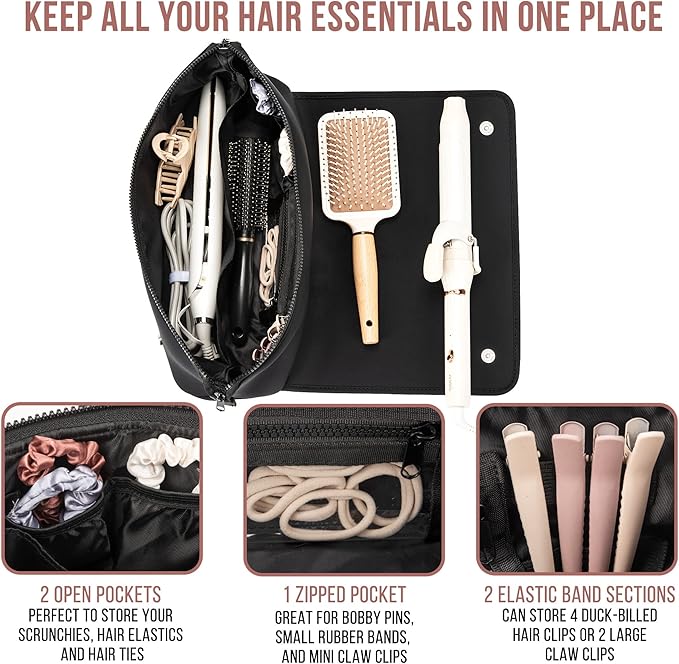 Carvallo Hårverktygsväska 2-i-1 | Värmetålig Matta & Resefodral | Organizer för Plattång & Locktång | Kompakt & Stilig Carvallo