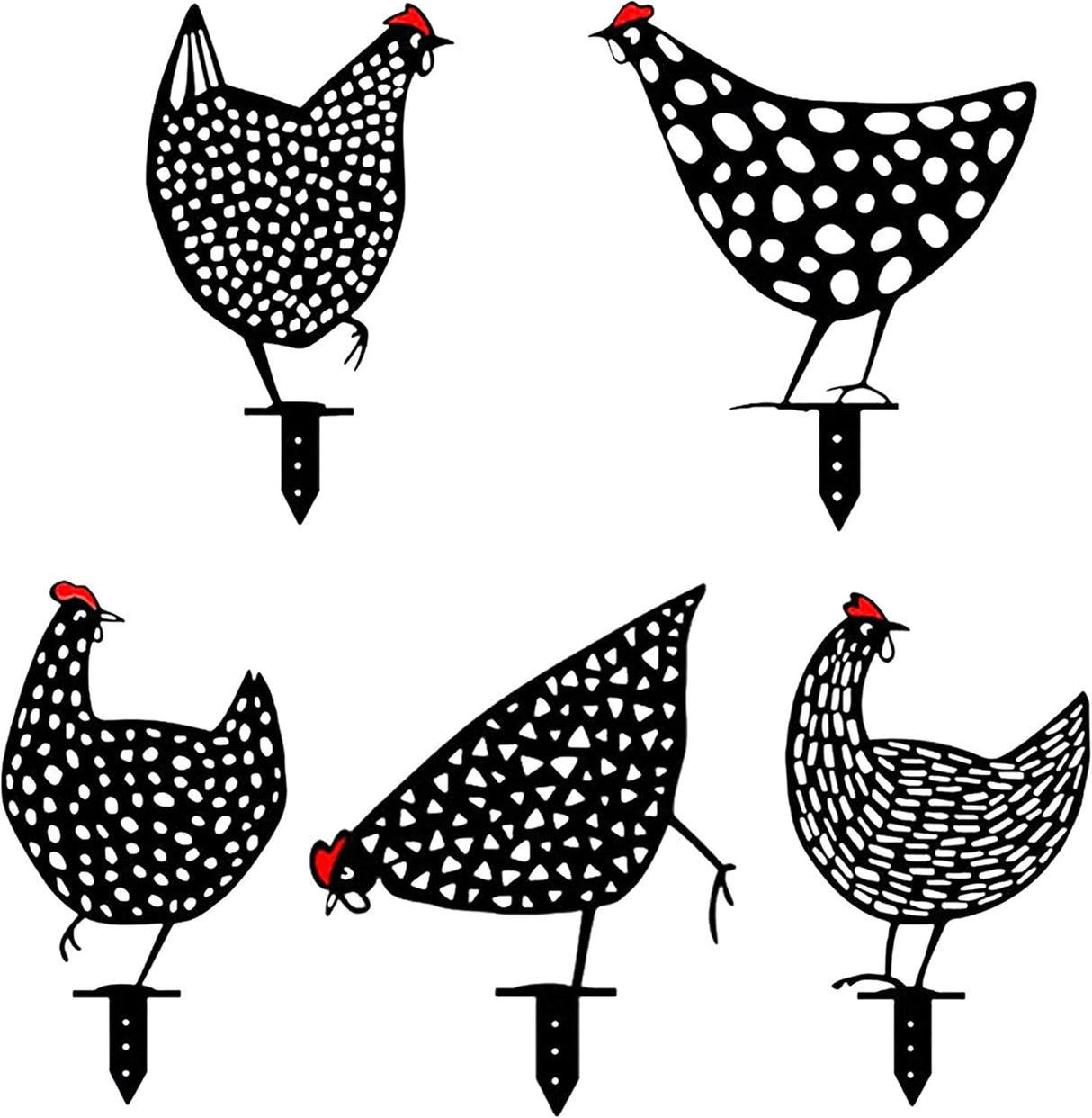 Dekorativa höns i metall - trädgårdssticker set för utomhusbruk Carvallo