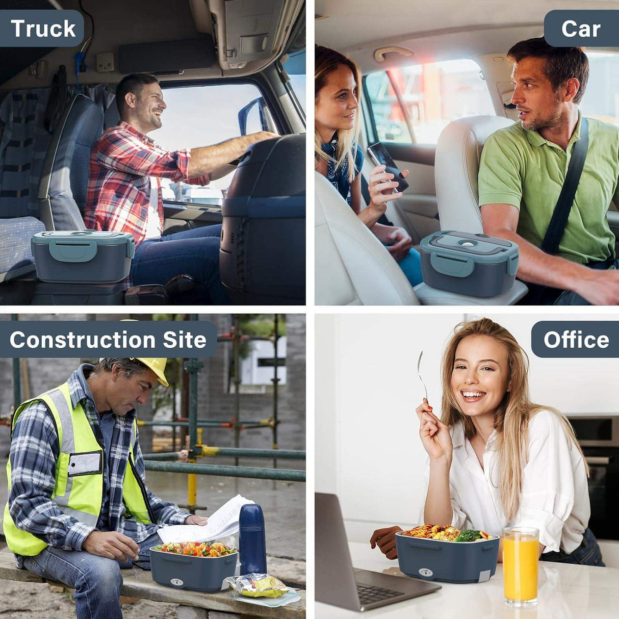 Elektrisk Lunchbox – Bärbar Matvärmare med Dubbel Fack & Bil/Hem Kontakt Carvallo