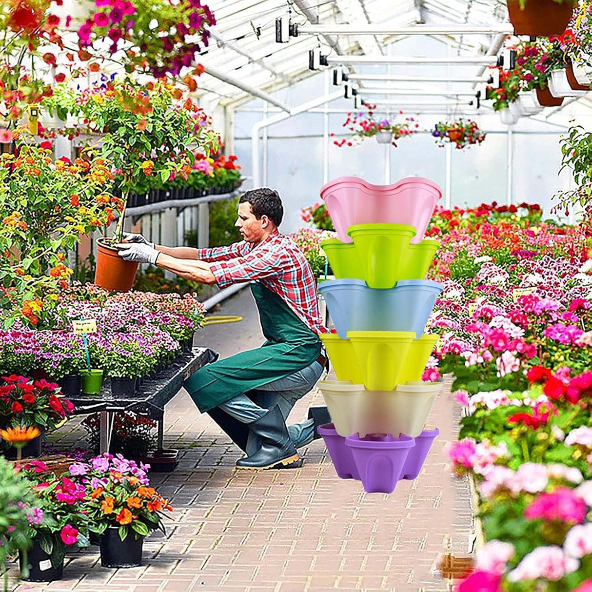 Stapelbar växttorn för örter och grönsaker – Vertikala trädgårdsväxtbehållare för inomhus och utomhus Carvallo