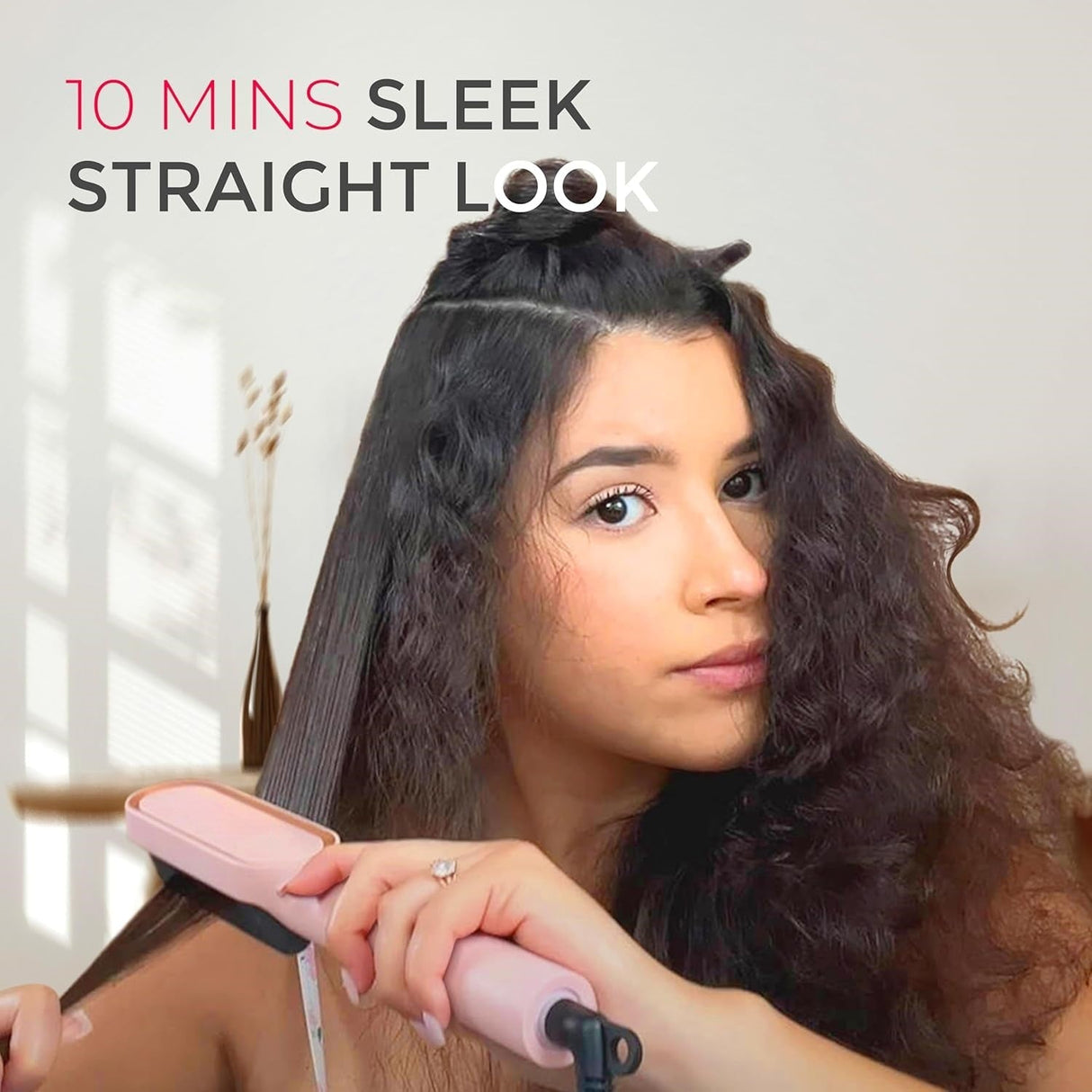 Carvallo Hårutjämningsborste Elektrisk | 5 Värmelägen | Redo på 20 Sek. | Anti-Frizz & Resesäker Carvallo