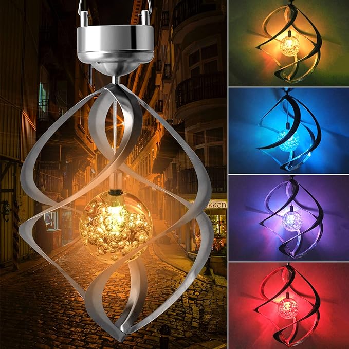 LED Solarsvindspel med färgskiftning – Dekorativ trädgår belysning för utomhusbruk Carvallo