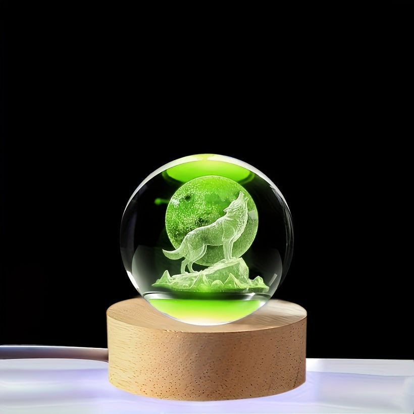 WolfLamp - 3D Snygg Wolf Glas Snöglob USB Nattlampa Carvallo