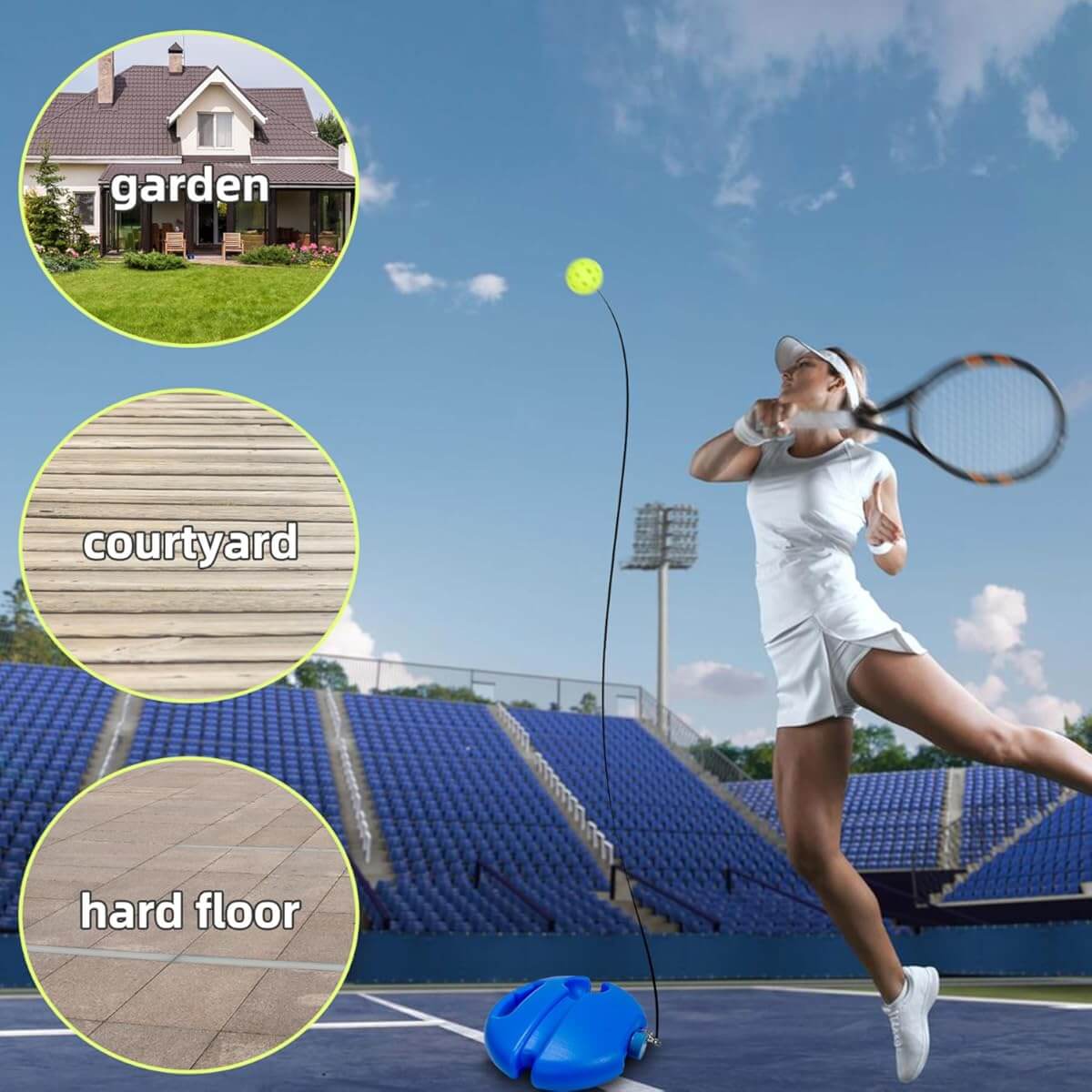 Royallure Luminous Pickleball Trainer med Extra-Greppande Bas & Luminös Boll Carvallo