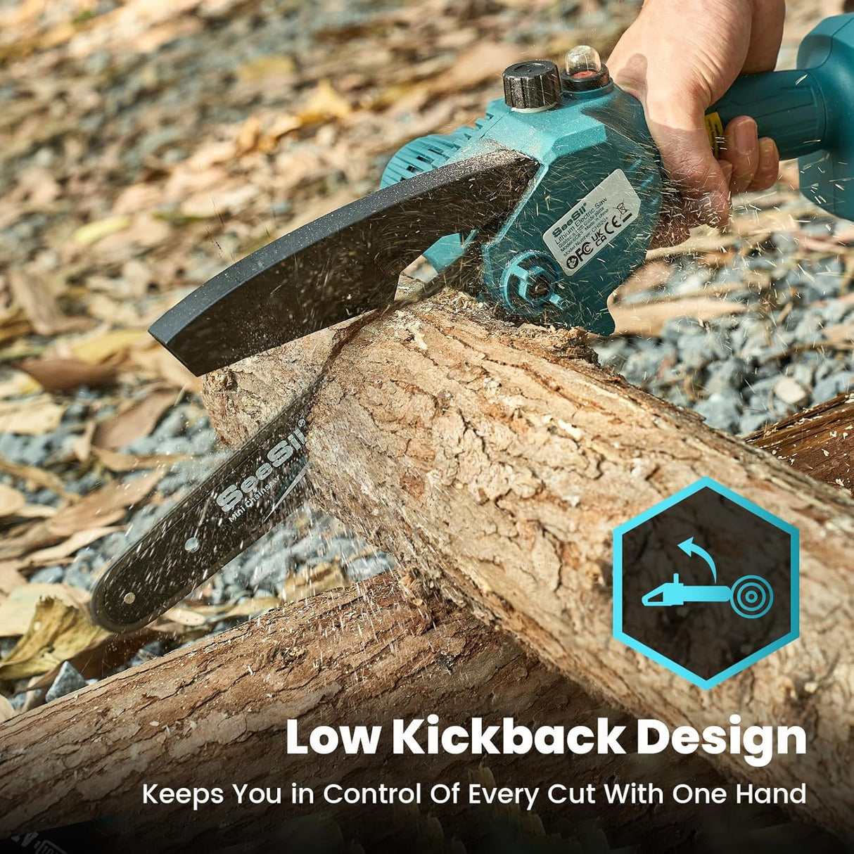 PowerCut Mini | Trådlös 6-tums kedjesåg för trädtrimning Carvallo