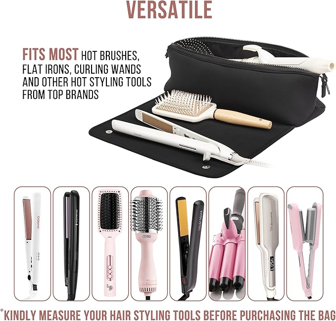 Carvallo Hårverktygsväska 2-i-1 | Värmetålig Matta & Resefodral | Organizer för Plattång & Locktång | Kompakt & Stilig Carvallo