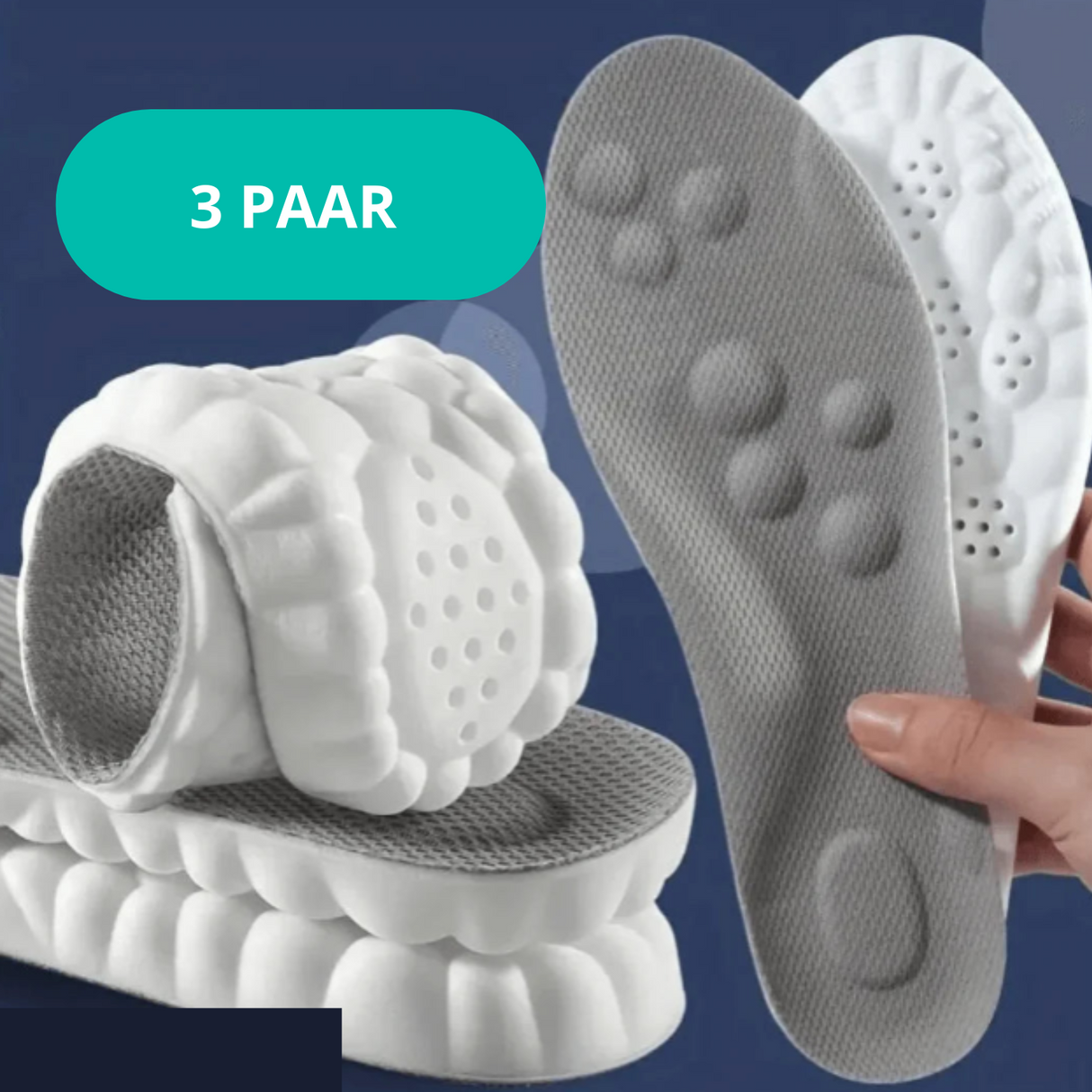 Carvallo 4D inläggssulor | Smärtfri fötter | Ergonomiskt stöd | Tvättbar & Anpassningsbar Carvallo