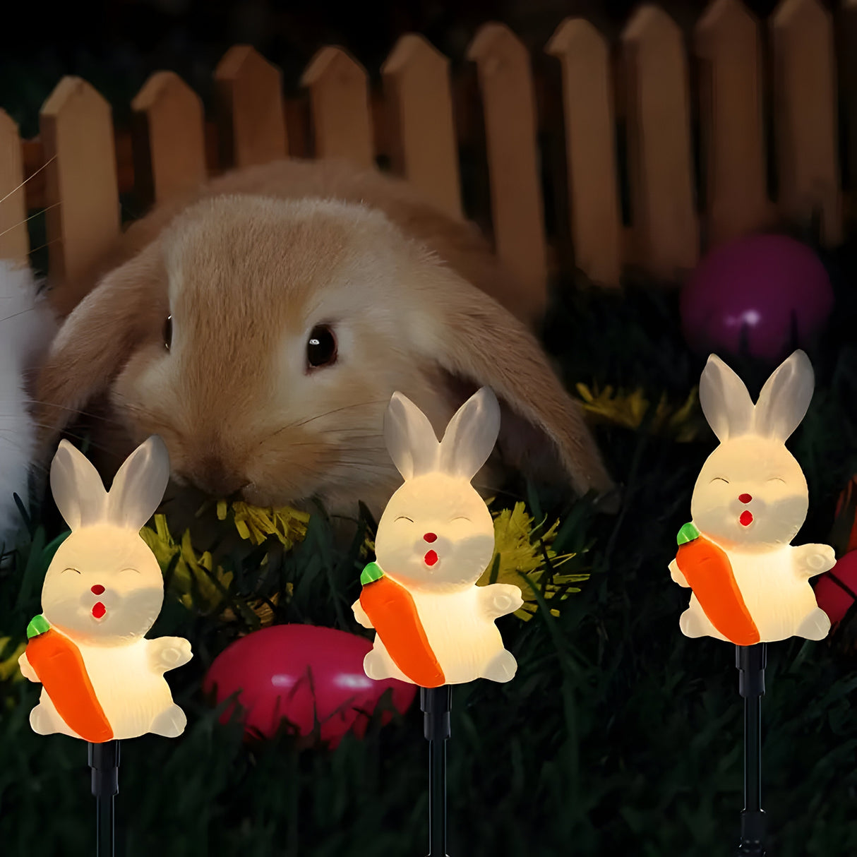 HoppyShine Light – 6-pack Solarbetrivna Påskhar-lampor Carvallo