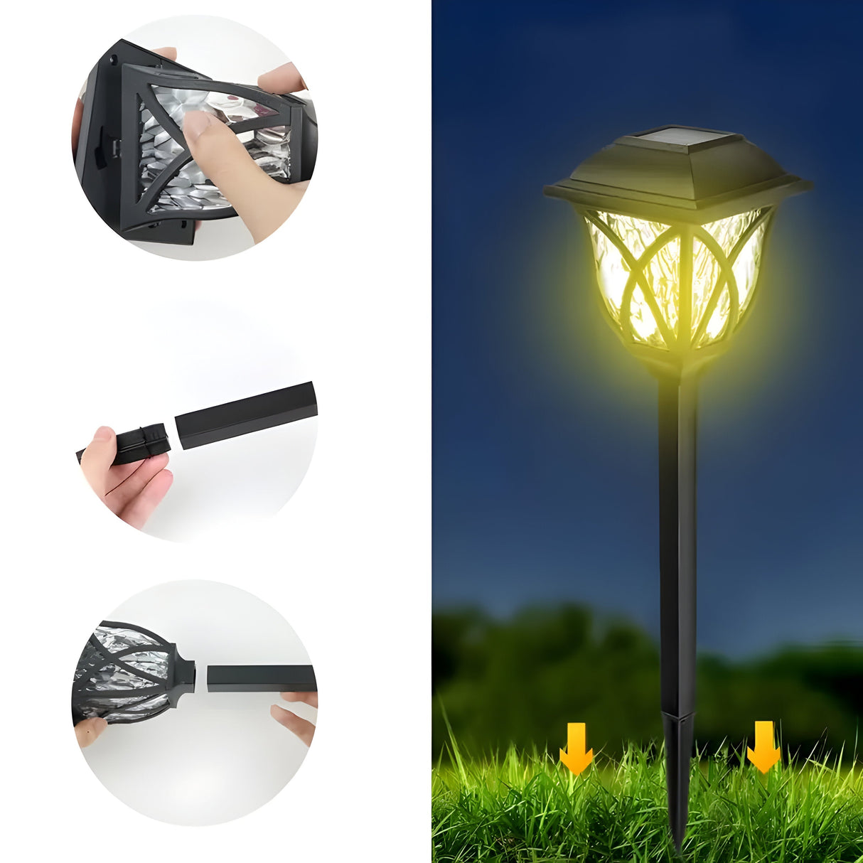 HexaGlow Ljus – 4-pack Retro Fyrkantiga Trädgårdssolarlampor Carvallo