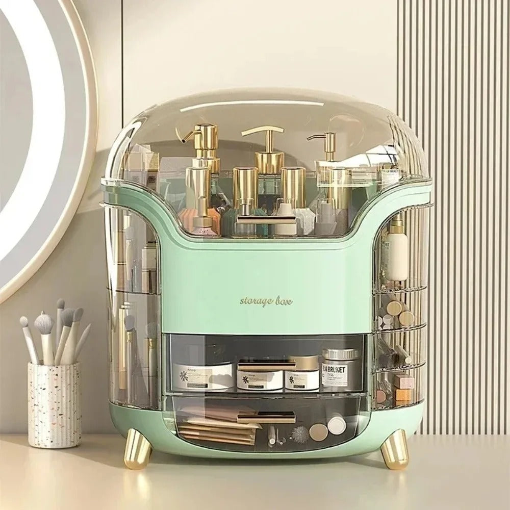 Transparent Desktop Makeup Organizer – Stort kapacitet dammavvisande smycke- och kosmetikaförvaringslåda Carvallo