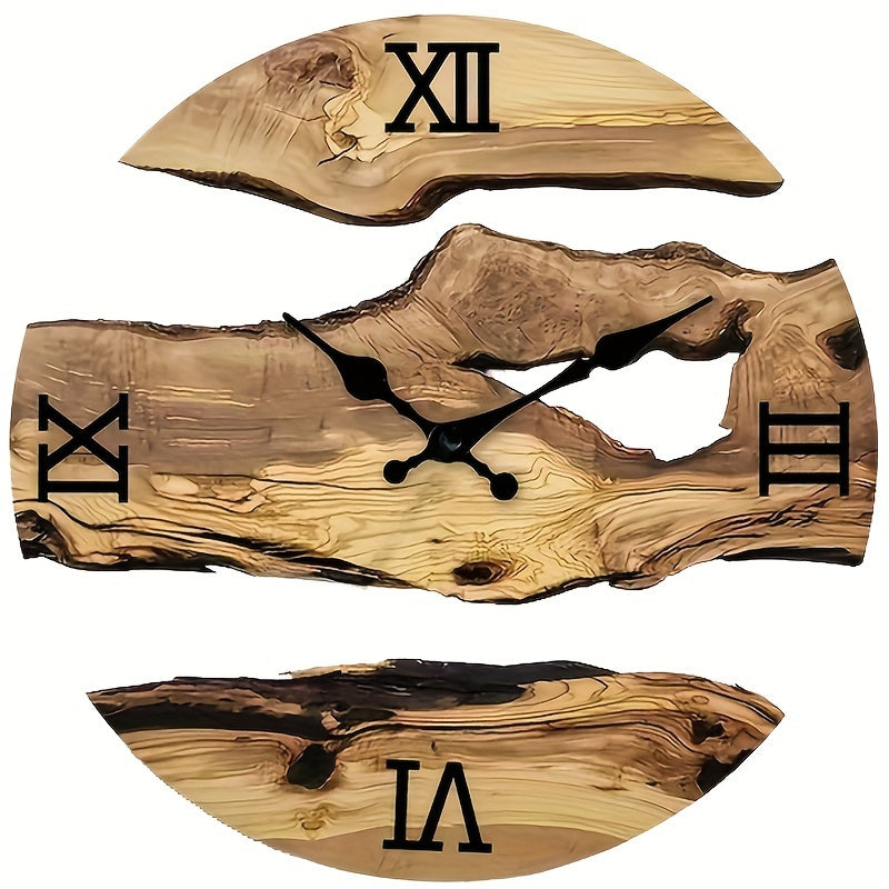 Stylisk akrylväggklocka med naturligt träådringdesign Carvallo