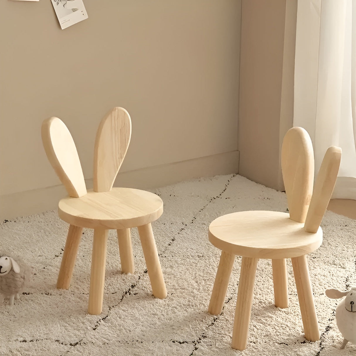 BunnyCraft Puff - Nordisk träpuff med kaninöron Carvallo