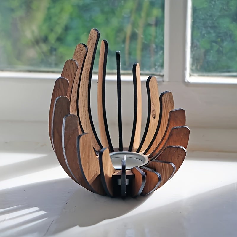 Bohemisk Lotus Ljuslykta – Handgjord Lagerträ Design Carvallo