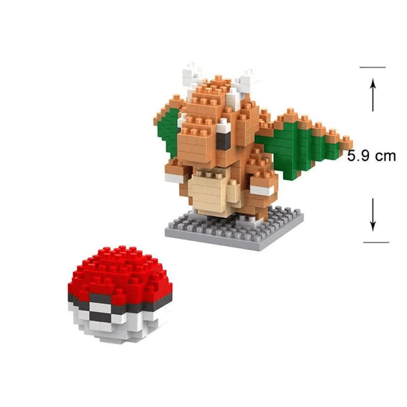 Poke Karaktärs Nanoblocks Anime Byggklossar-Byggsats-BB-Dragonite/PokeBall-Hemnix