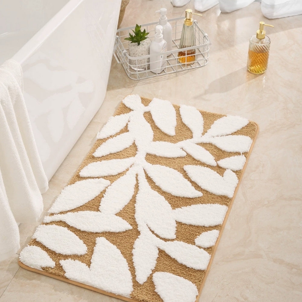 Zyphire Leaf Pattern Bath Mat Carvallo