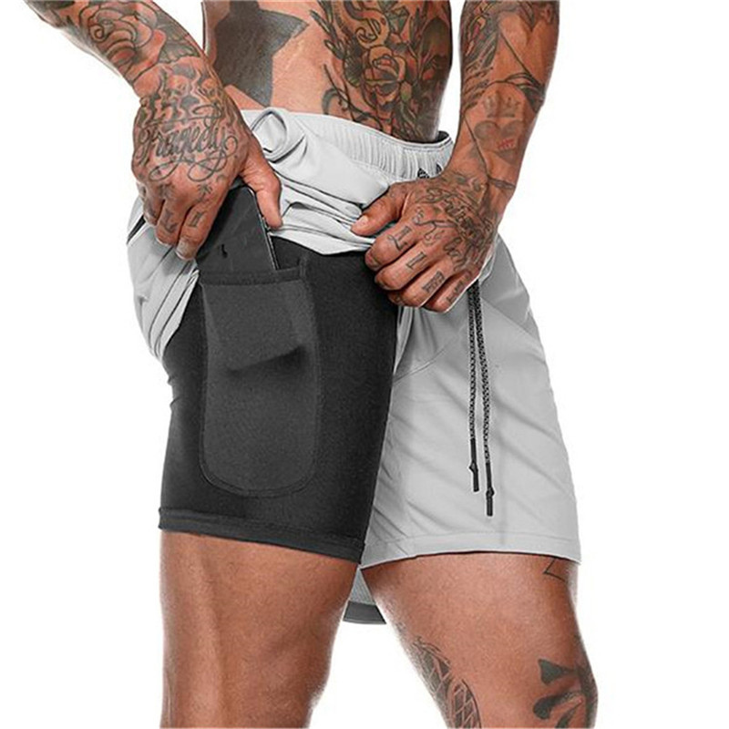 Strandshorts med dubbla lager för män-Hemnix-Grå-M-Hemnix