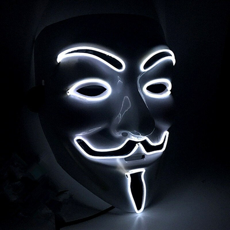V For Vendetta LED-Mask-Utklädnad-BB-Vit-Hemnix