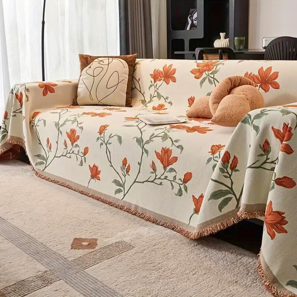 Vintage Floral Chenille Sofföverdrag Carvallo