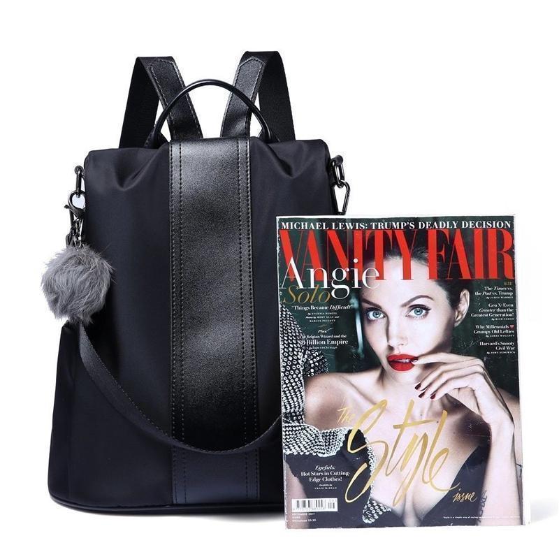 Carvallo Damryggsäck | Stöldskydd & Vattenavvisande | PU-läder & Nylon | 31×33×14 cm Carvallo