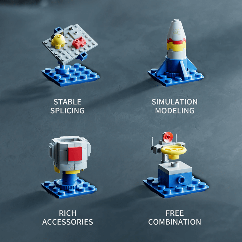 Raketbyggklossar - Kreativa Byggleksaker för Barn, Rymdraket Byggset och DIY Konstruktionsklossar-Byggsats-BB-Hemnix