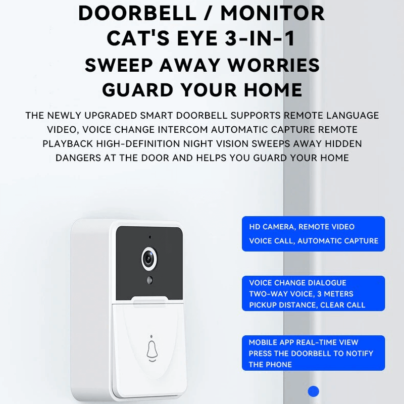 Smart Trådlös Dörrklocka med Kamera – WiFi Video Dörrklocka-Smarta Hem Kamera-BB-Hemnix