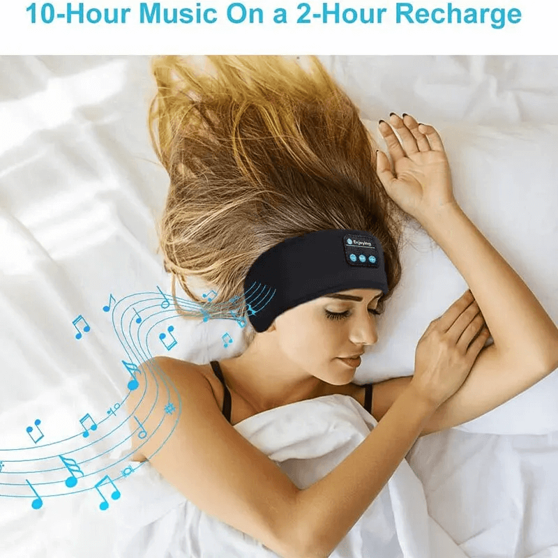 Trådlöst Bluetooth Sovpannband & Ögonmask - Elastiska, Bekväma Hörlurar med Avtagbara Högtalare för Sömn & Träning-Personligt-BB-Hemnix