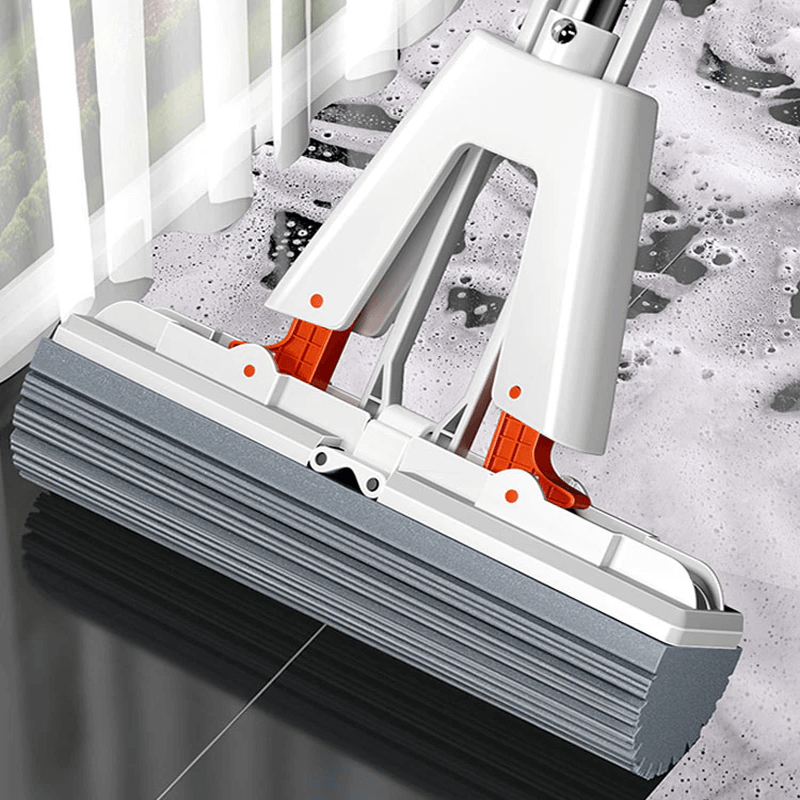 Självpressande Mopp med Teleskopskaft – Hopfällbar Bomullsmopp för Effektiv Golvrengöring & Torkning-fönsterputsare-BB-Hemnix