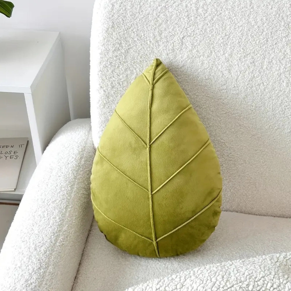 Verdant Flourish Leaf Shaped Cushion Carvallo