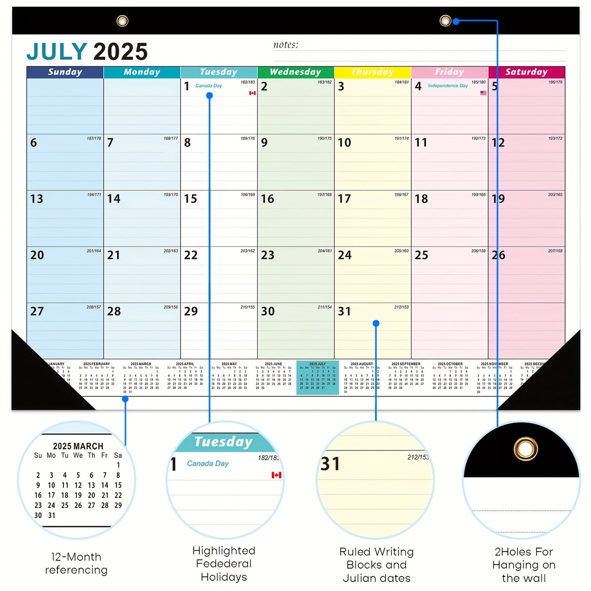 Väggkalender med stor skrivbar månadsöversikt Carvallo