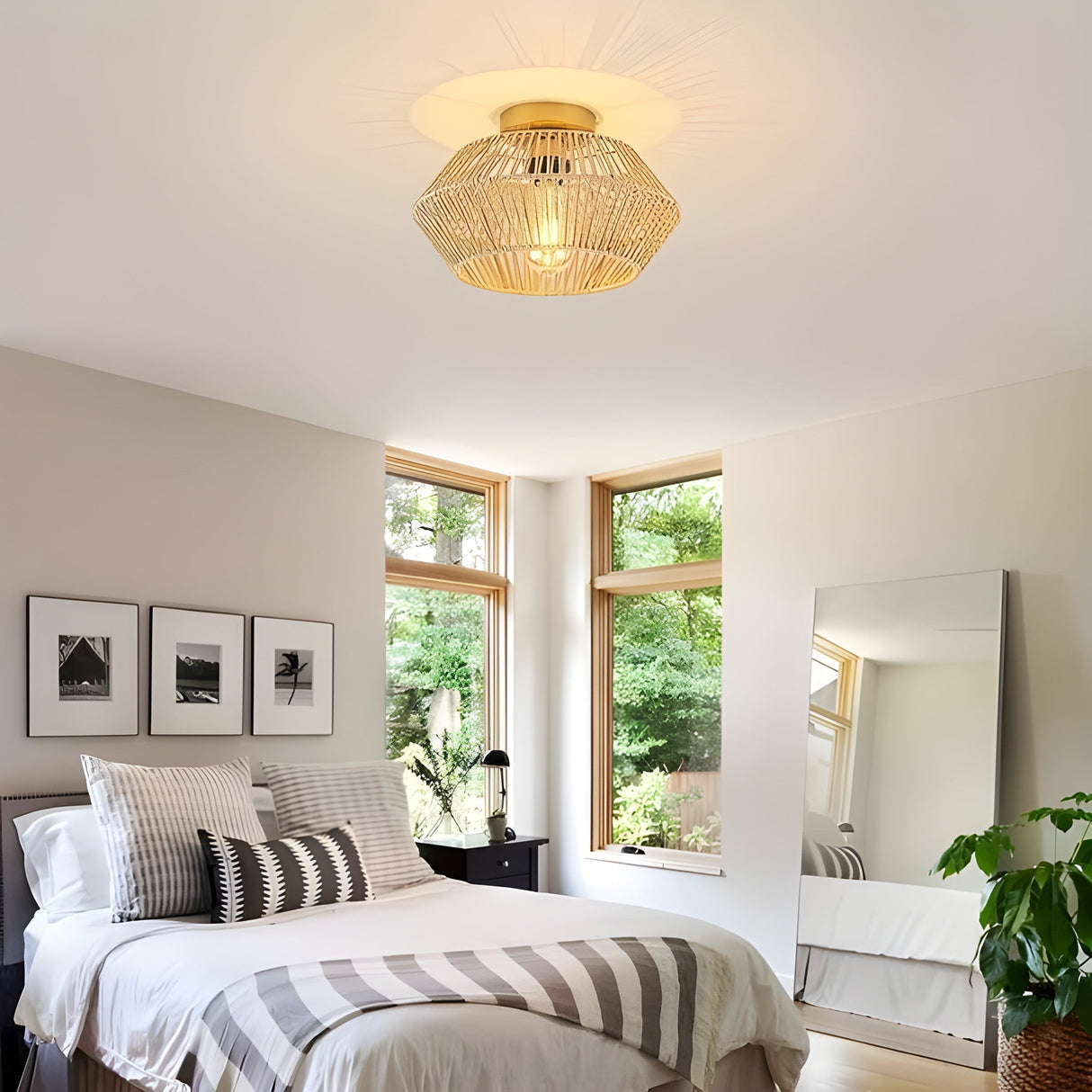 HavenWeave Light - Vintage LED Rattan Flätad Taklampa Carvallo