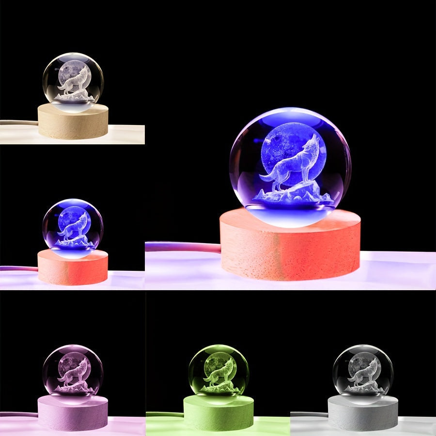 WolfLamp - 3D Snygg Wolf Glas Snöglob USB Nattlampa Carvallo