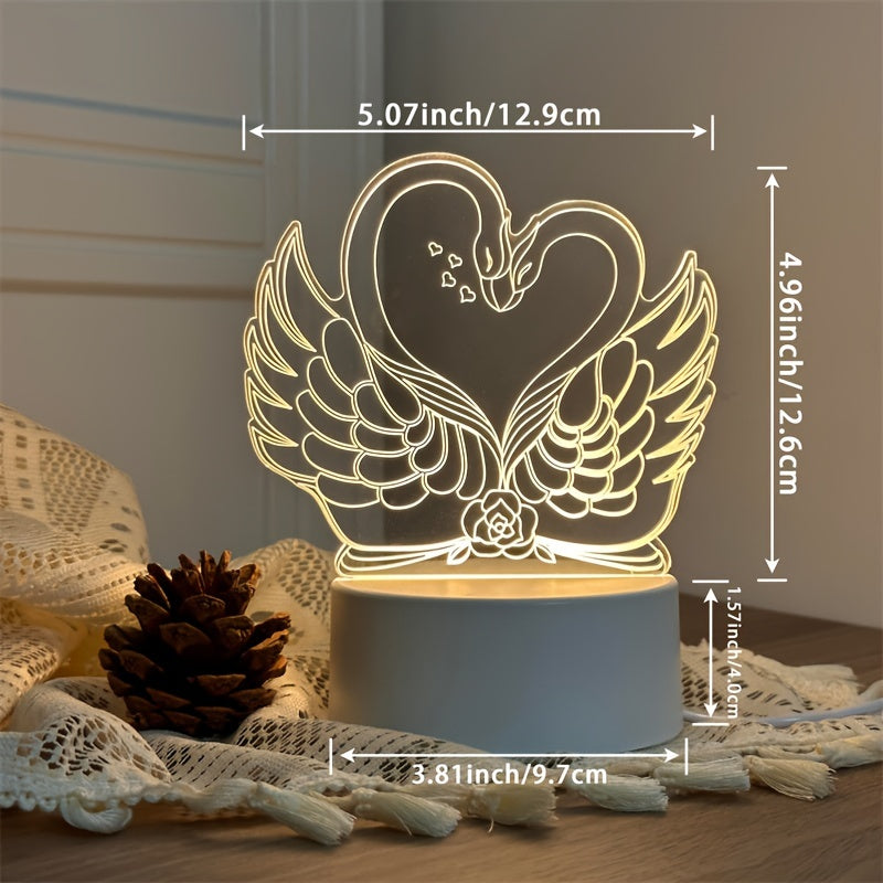 ZwaanLicht - USB-driven 3D LED Bordslampa med Akrylram Carvallo