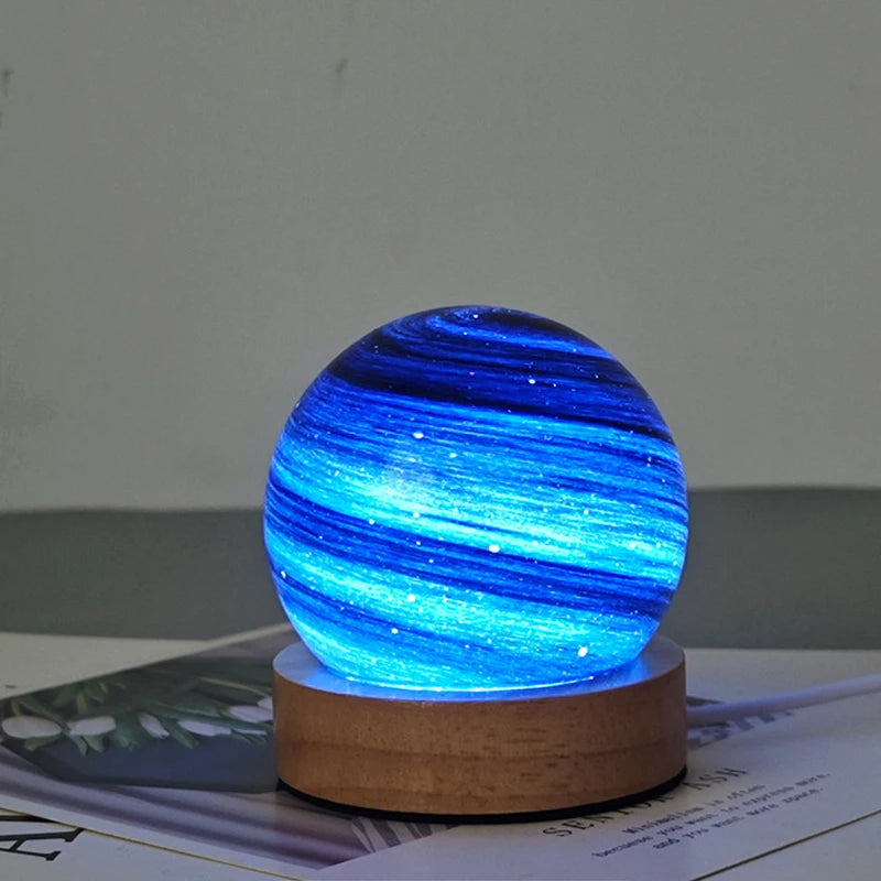 Kristallmåne Lampa med Träbas Carvallo