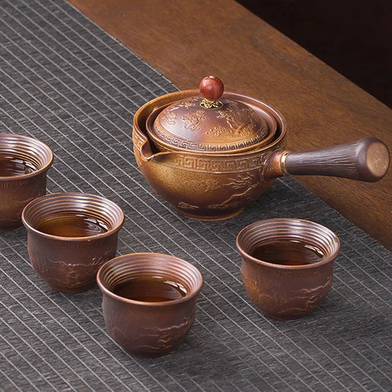 SpinTea 360° roterande teservis – Inkluderar 4 koppar och praktisk förvaringspåse MILA Sverige