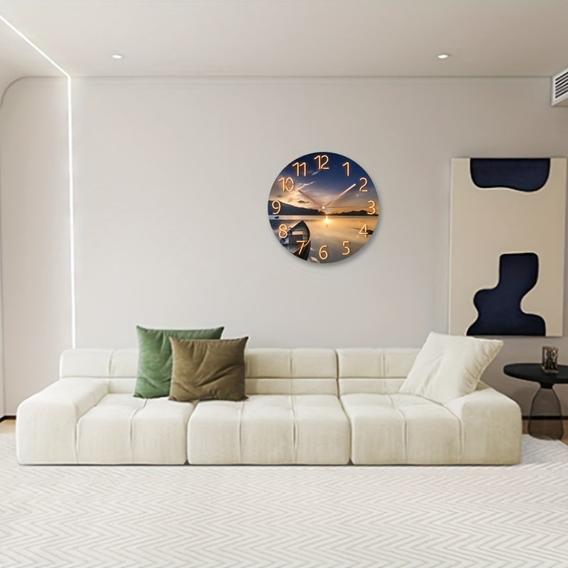 12-tums rund tyst väggklocka - glas, modern design Carvallo