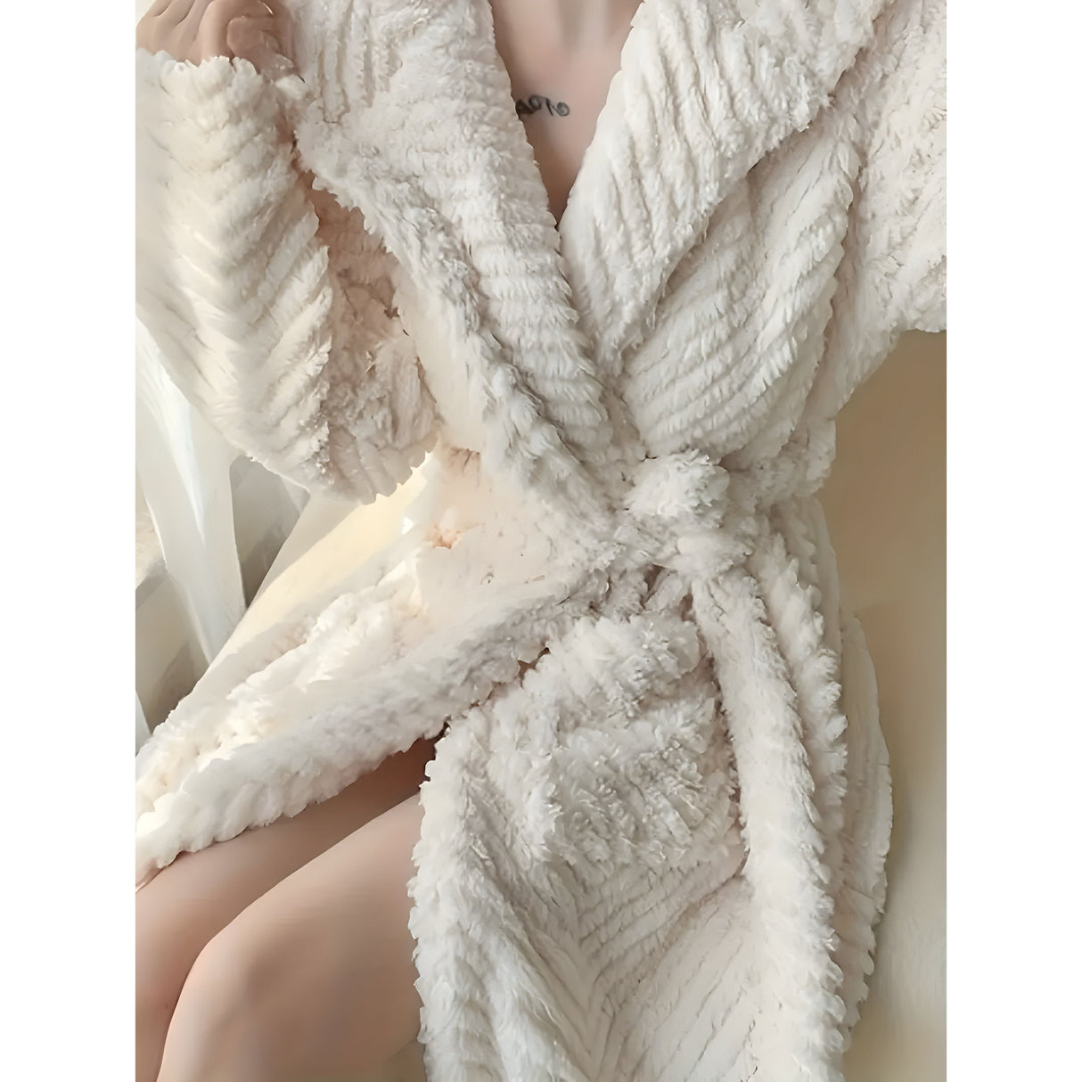 Pollina Kappa - Stilig, Tjock Långärmad Badrock Gjord av Koral Velour Carvallo